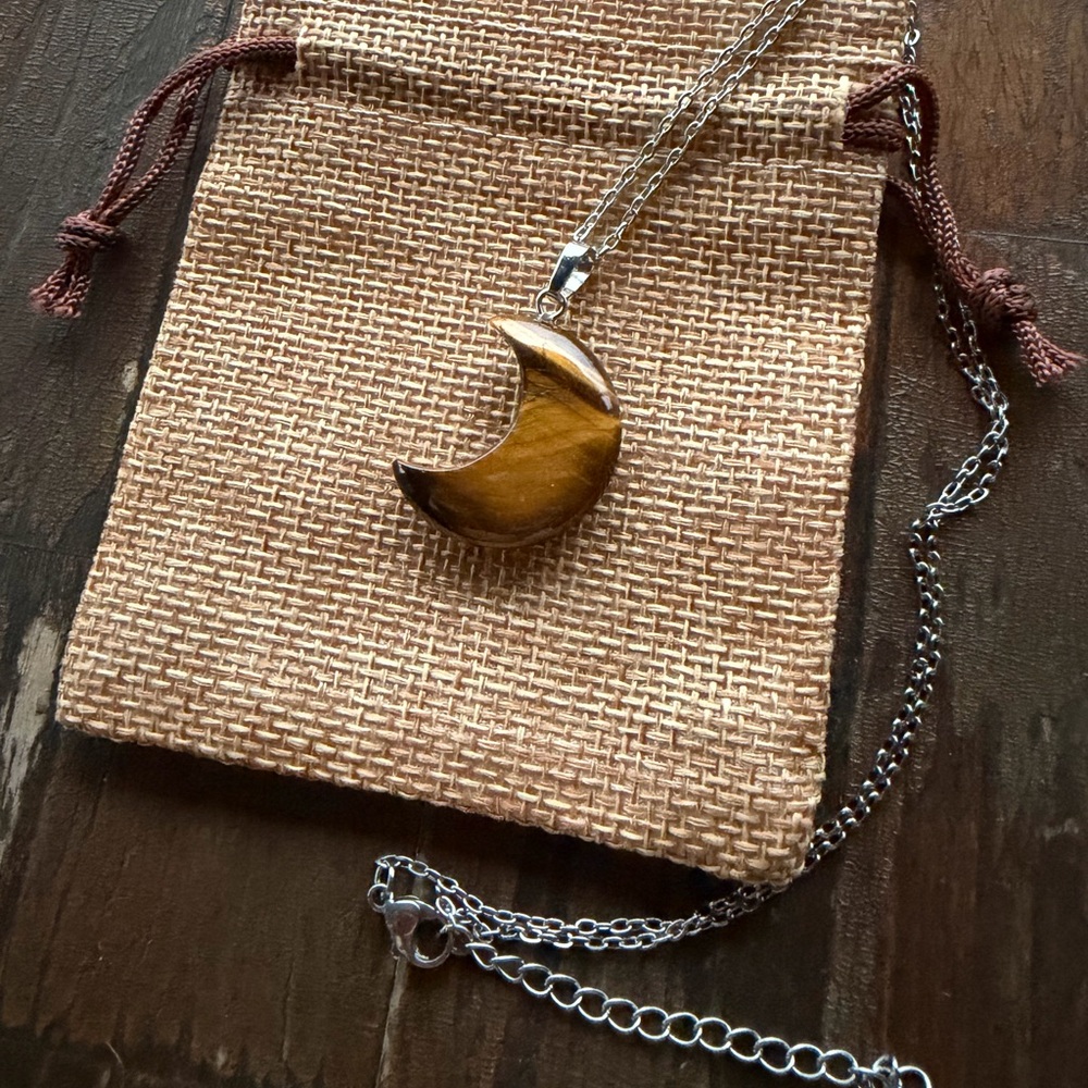 Tigers Eye Necklace Tigers Eye Pendant with Stainless Steel Chain